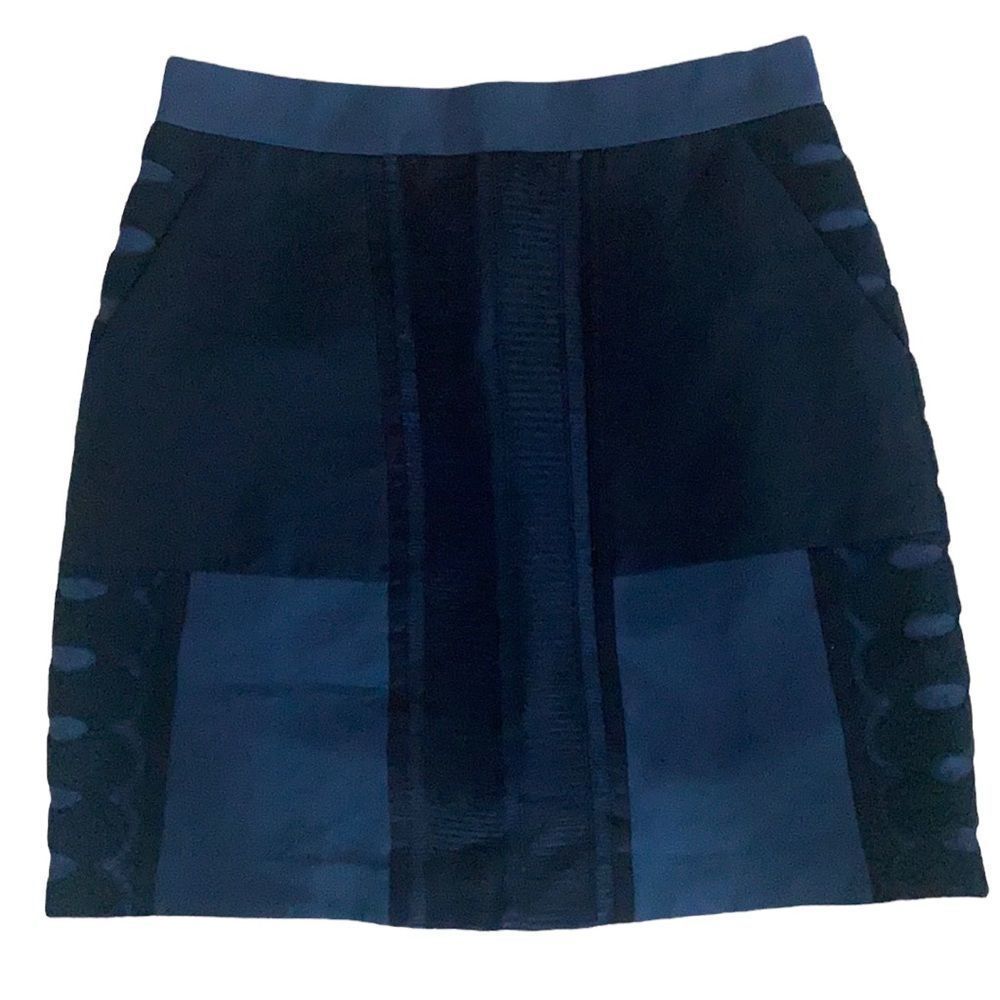 3.1 Philip Lim Women's Silk Navy and Black Mini Skirt With Pockets Womens Size 6